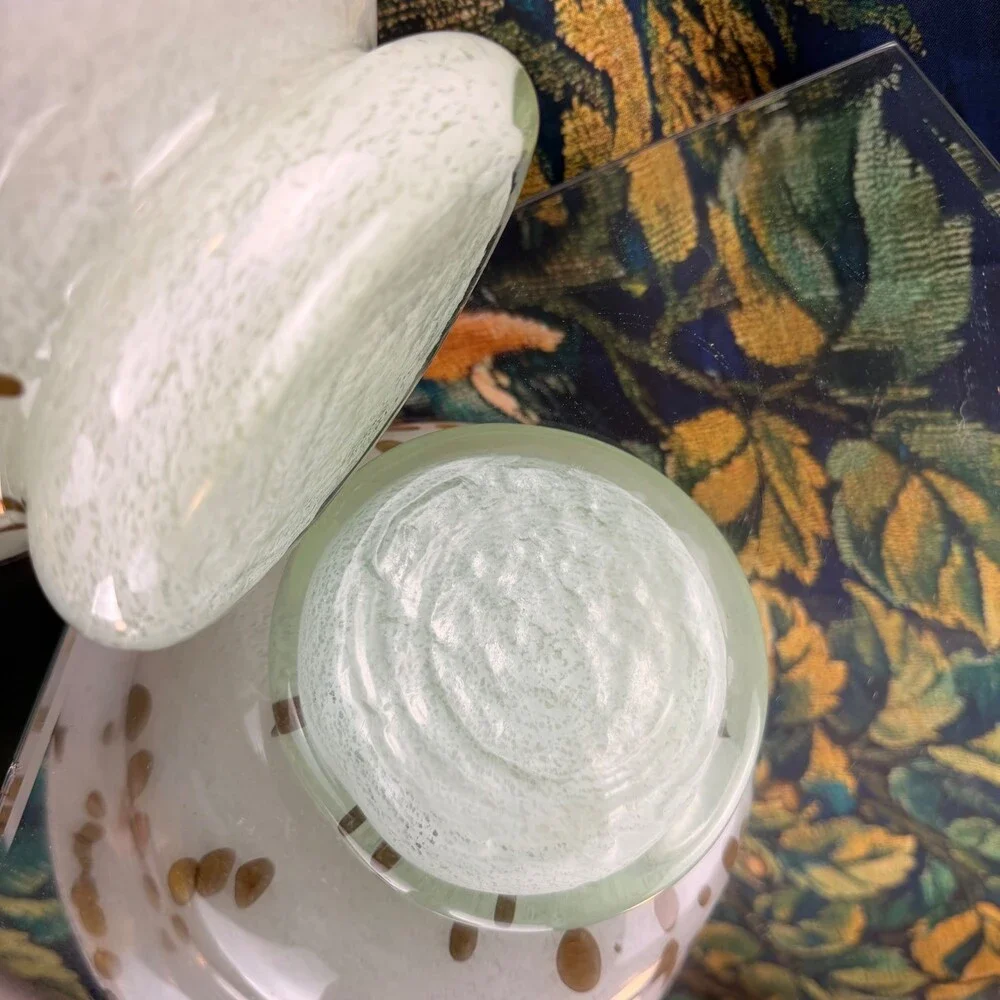 Hand Blown Glass Tortoise Spot Pedestal Bowl 11.5